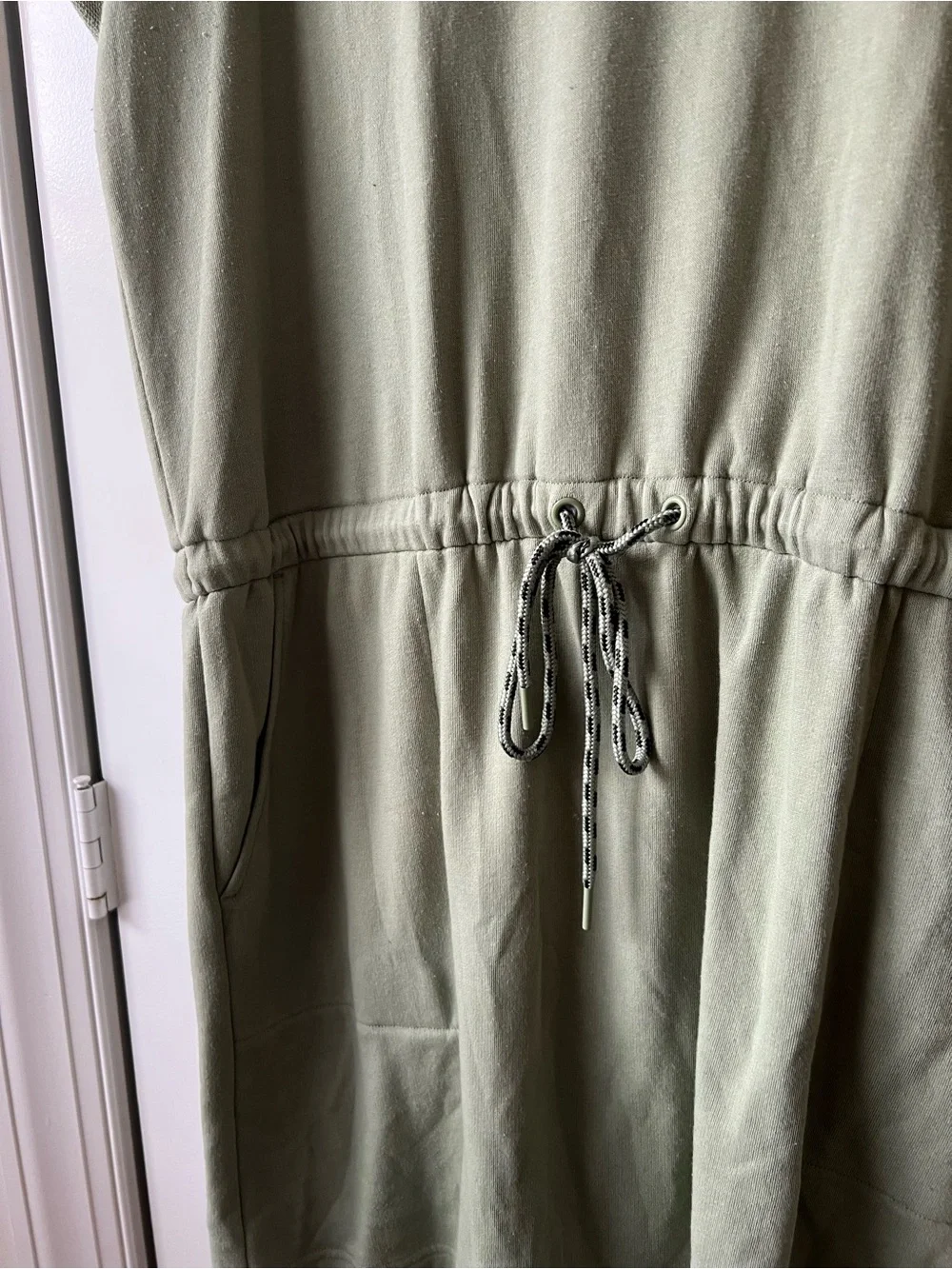 LOU & GRAY Cozy Terry Sage Green Mini Pocket Dress - Picture 4 of 4